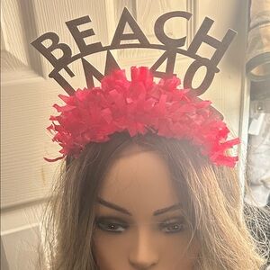 Pink confetti and silver sparkle Beach Themed 40th birthday Headband